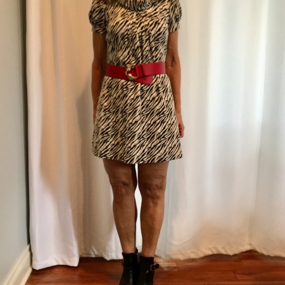 Calvin Klein Zebra Print Cowl Neck Swing Dress Size 6 - Picture 4 of 7